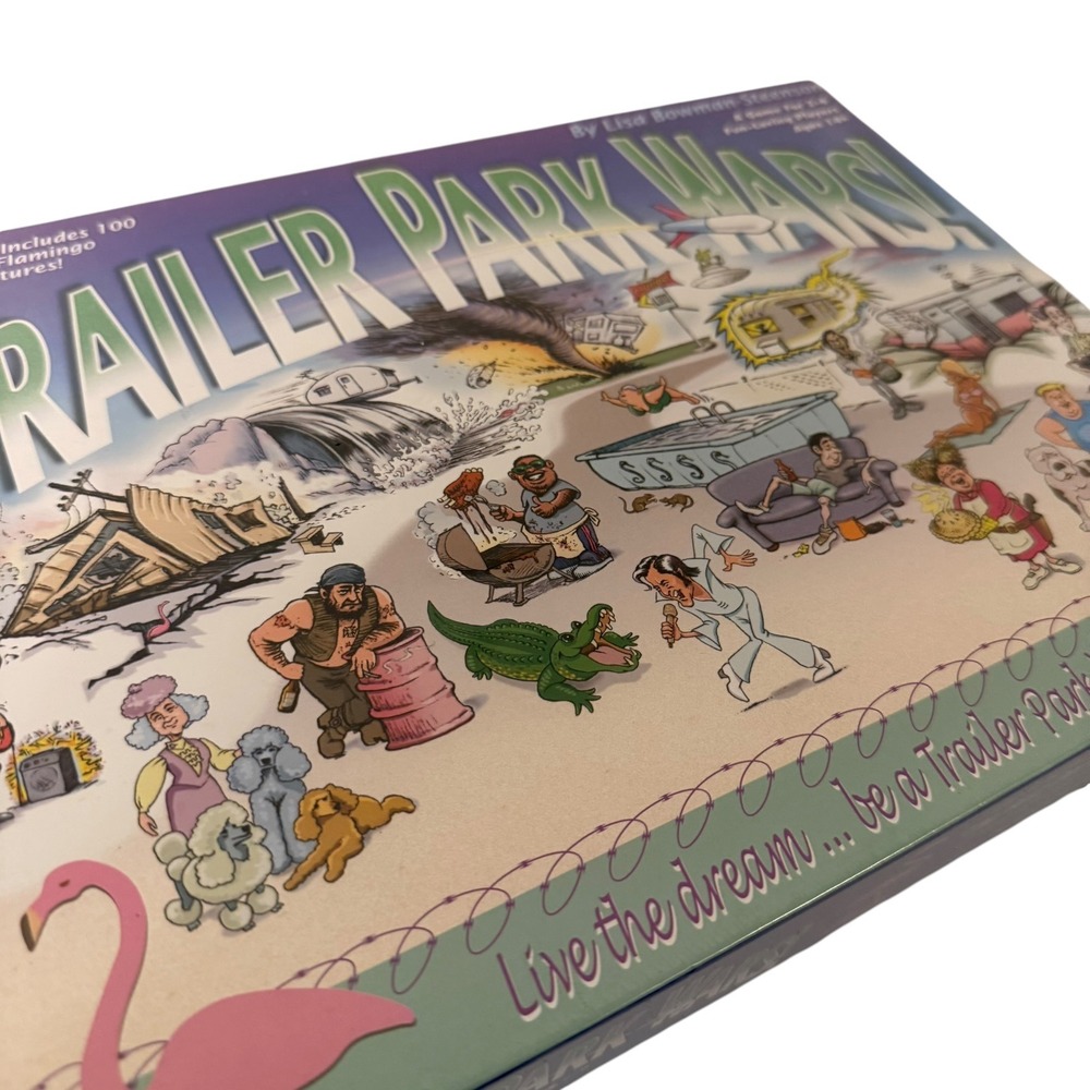 Gut Bustin' Games Trailer Park Wars Board Game with 100 Flamingo Miniatures New
